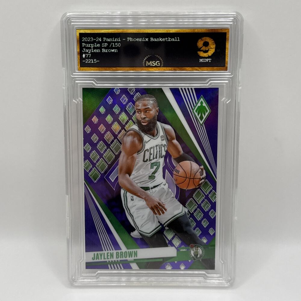 2023-24 Panini Phoenix - Jaylen Brown #77 Purple /150 - Celtics Graded 9 Mint